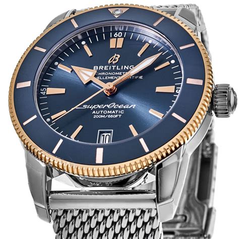 breitling superocean heritage 42 rose gold blue|Breitling Superocean Heritage b01 chronograph.